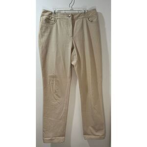 Eileen Fisher System women tan straight leg pants 32” waist 41” length #33-0840